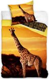 4KidsOnly DREAMEE Dekbedovertrek Wild Giraffe - Eenpersoons - 140x200 cm - Sunset Orange