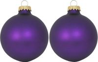 Krebs Boules de Noël - 16x pièces - velours magique violet - 7 cm - verre - mat