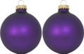 Krebs Boules de Noël - 16x pièces - velours magique violet - 7 cm - verre - mat