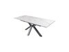 LITHOS Table de salle à manger extensible 160-200 cm - Céramique effet marbre blanc et piètement étoile noir