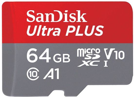 SanDisk MicroSDXC Ultra Plus UHS-I Klasse 10 micro 64 GB + SD-adapter