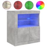 vidaXL Dressoir met LED-verlichting, betonkleur, 60,5 x 37 x 67 cm