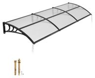 VEVOR Luifels voor deuropeningen, 96,5 x 297 cm, buitenluifels voor deuren en ramen met afwateringssysteem en ABS-beugel, bescherming tegen regen, sneeuw en zon, transparante polycarbonaatluifel voor veranda of terras