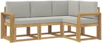 vidaXL - Buiten - bank - set - 4 - st - Wit - en - Lichtgrijs - Polyester