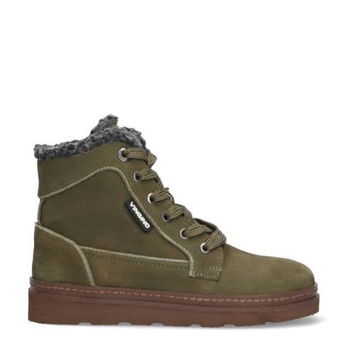 Vingino leren veterboots donkergroen
