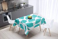 Bonamaison Tafelkleed, Anti-Mold, Sneldrogend, Waterdicht, 100% Polyester Tafellaken, Turkoois, wit, 140 x 140 Cm