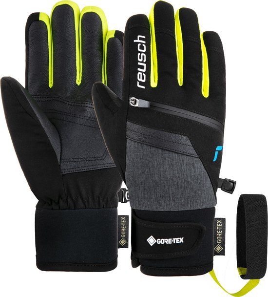 Reusch Travis GORE-TEX Junior Fingerhandschoenen - Zwart/Geel - Maat 4,5