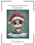 Christmas Cat with Santa Hat Cross Stitch Pattern