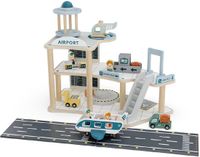 howa Speelgoed Luchthaven met Vliegtuig en Helikopter - Houten Airport Speelgoedset incl 18-delige Accessoires 7018