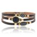 Deja Jewels Zwart met goudkleurige leren Boho dames armband met glitter stenen