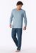 Schiesser Pyjama met V-hals met rechte pijpen ice blue
