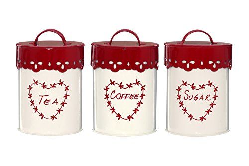 Premier Housewares Thee, Koffie & Suiker Potten Set - 3 stuks - Rood