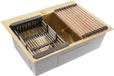 Rea - Évier en acier avec kit d'accessoires 3 pièces Liam Brush Gold Beige