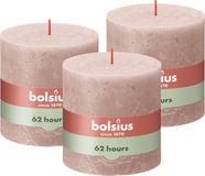 Bolsius - Rustieke Kaars - 3 Stuks - Roze - 10 x 10cm - 62 Branduren