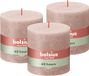 Bolsius - Rustieke Kaars - 3 Stuks - Roze - 10 x 10cm - 62 Branduren