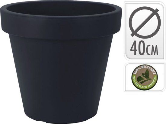 Pro Garden Bloempot Ø40 cm - Ronde Kunststof Plantenpot - Antraciet