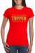 Bellatio Decorations Toppers Rood Topper shirt in gouden glitter letters dames - Toppers dresscode kleding XXL
