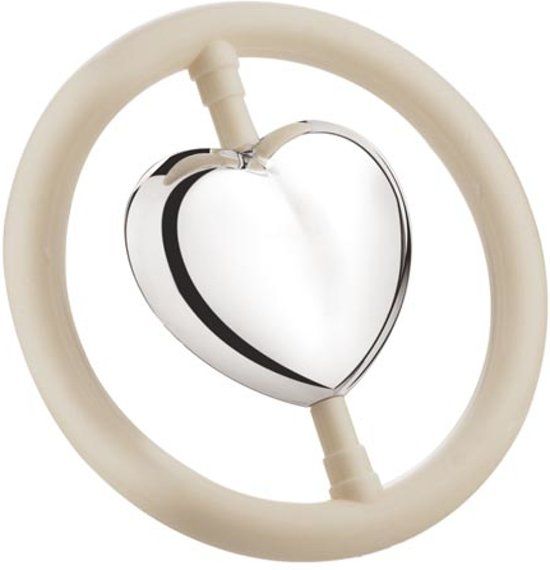 Zilverstad Rammelaar/Bijtring Hart Zwaar verzilverd B90