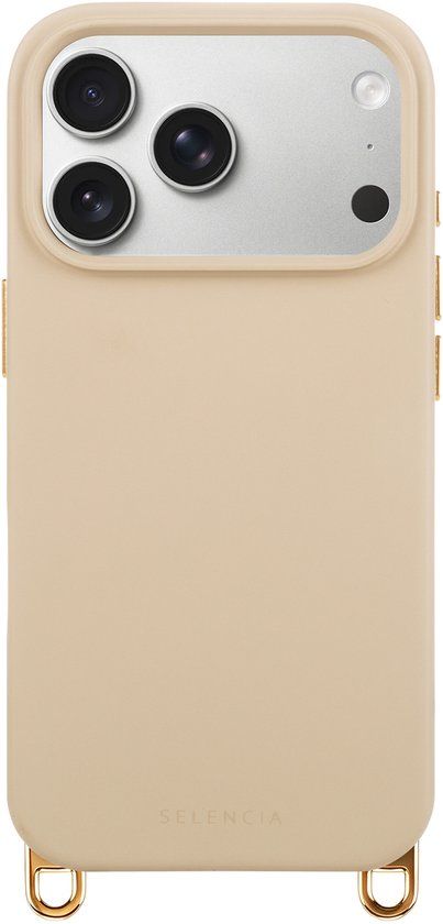 Selencia Hoesje - Geschikt voor iPhone 17 Pro Max - Rivièra geschikt voor MagSafe Backcover met afneembare haakjes - Milky Latte