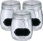 Zeller Weckpot/inmaakpot - 4x - 750 ml - glas - met beugelsluiting - incl. etiketten