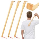 Set de 3 gratte-dos en bois avec long manche