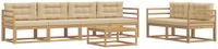 vidaXL - Acacia Houten Loungeset Bank 6-Persoons Wit en Beige