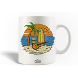 Keramische mok maniacase Travel Quote Beach Surf Gitaar