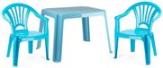 Plasticforte Ensemble de jardin pour enfants et table - plastique - bleu clair - avec 2x chaises - extérieur/intérieur