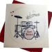 White Cotton Cards "Drums Happy Birthday" Handgemaakte verjaardagskaart, SB53, grijs