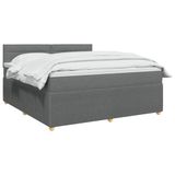 vidaXL Boxspringbed met matras, donkergrijs, 140 x 190 cm, gestoffeerd