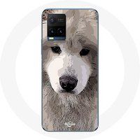 Maniacase Etui voor Vivo Y21s 2021 / Y21 2021 Samojeed Grijs Hondenras