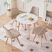 Ensemble de salle à manger composé de 4 chaises - Table et chaises de salle à manger - 80 cm - Assises rembourrées - Hêtre massif - Style minimaliste-moderne - Beige