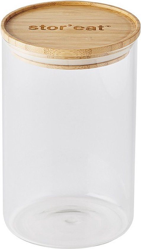 Mastrad Glazen Voorraadpot - 1300 ml - Stor'eat - Transparant/Bruin