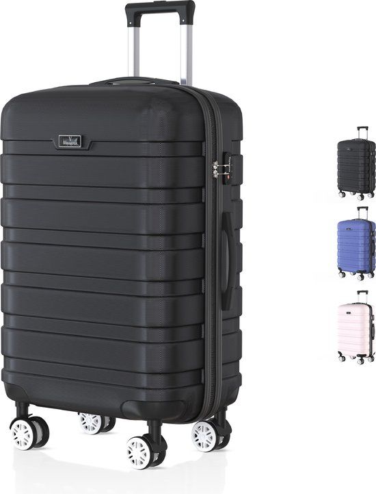 Voyagoux® REVELATION - 39L Hardcase Reiskoffer - Zwart - TSA Slot - 4 Wielen - Handbagage