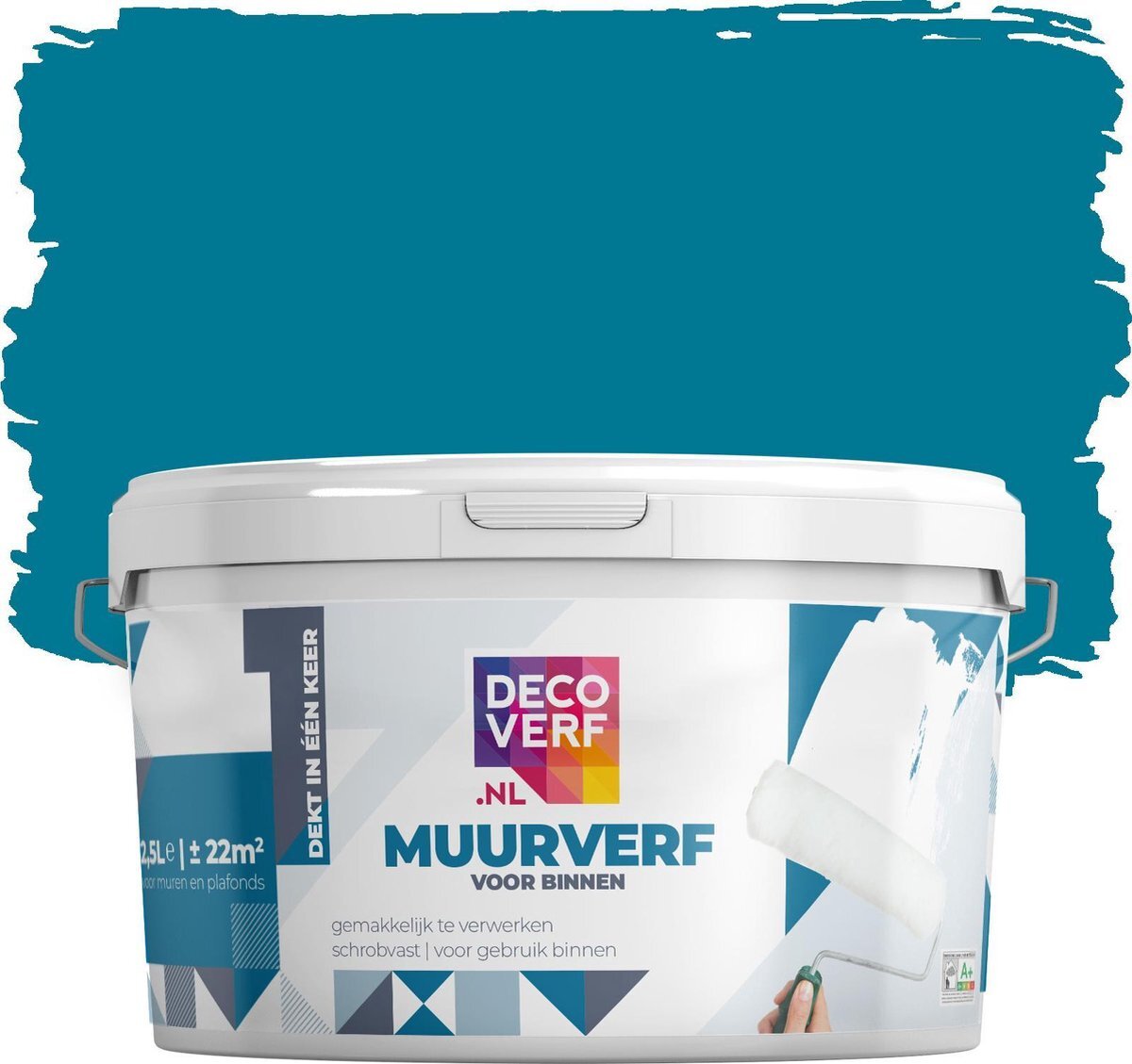 Decoverf.nl Decoverf muurverf mat, Teal, 2.5L