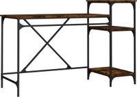 vidaXL Bureau 135x50x90 cm bewerkt hout en ijzer gerookt eikenkleurig