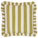 furn. Linnen Gestreepte Ruche Polyester Gevuld Kussen - Linnen/Olijf - 50x50cm