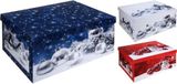Merkloos Opbergdoos kerstballen/kerstversiering - Pakket van 3x stuks - wit - kerst print - 51 cm - karton - opbergbox - 45 liter