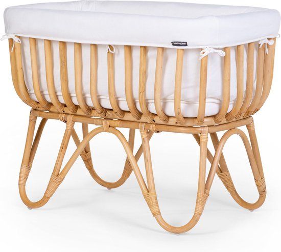 Childhome Rattan Wieg - Incl. Matras & Jersey Omrander - Wit