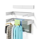 Wasdroogrek inklapbaar, wandmontage, droogrek voor kleding, 80 cm breed, 13,2 cm lineaire voet, 5 aluminium staven, 60 lbs capaciteit, wasrekken voor het drogen van kleding met muursjabloon (wit 31,5