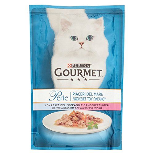 Purina Gourmet Parels, plezier van de vochtige zee, kattenvis en garnalen, 85 g