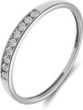 Lucardi Dames Ring met 9 diamanten 0,02ct - Ring - Cadeau - 14 Karaat Goud - Witgoud
