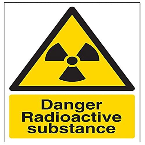 V Safety VSafety Signs 6A028AN-R "Gevaar Radioactief Stoff" Waarschuwingsmateriaal en Chemisch Teken, 1 mm Rigid Kunststof, Portret, 150 mm x 200 mm, Zwart/Geel