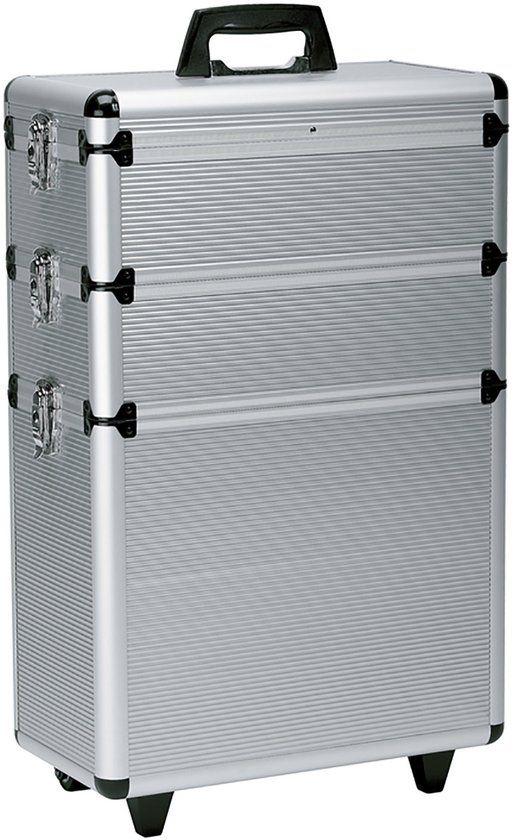 Sibel Aluminium Kapperskoffer - 65x43x22 cm - Zwart