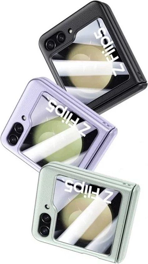 Samsung Galaxy Z Flip 5 Hoesje - Leer - Paars - Met Screenprotector