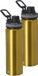 Bellatio Design Waterfles/drinkfles sport bidon Fitmaster - 2x - metallic goud - 800 ml - aluminium - schroefdop