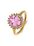 Lucardi Dames Stalen goldplated vintage ring met roze zirkonia