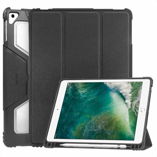 Accezz Tablet Hoes - Geschikt voor Apple iPad Air 2 (2014) / Air 1 (2013) / 6e generatie (2018) 9.7 inch / 5e generatie (2017) 9.7 inch - Trifold Bookcase - Zwart