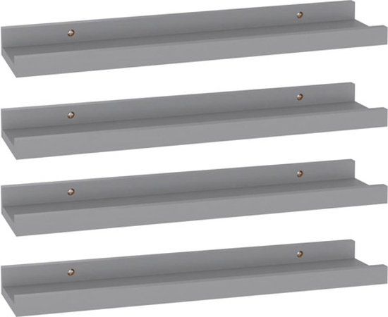 vidaXL Wandschappen - 4 stuks - 40x9x3 cm - Grijs