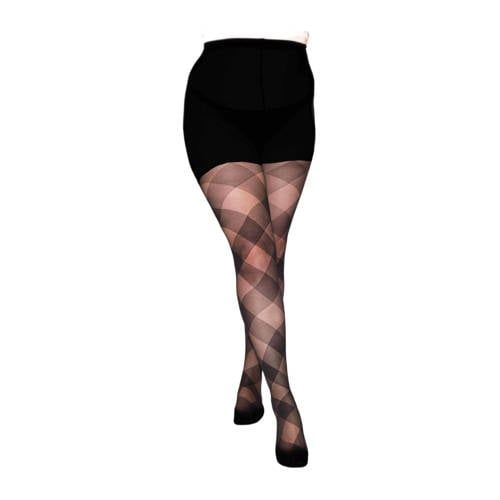 Pamela Mann Plus Size panty met ruitprint - 30 denier - zwart